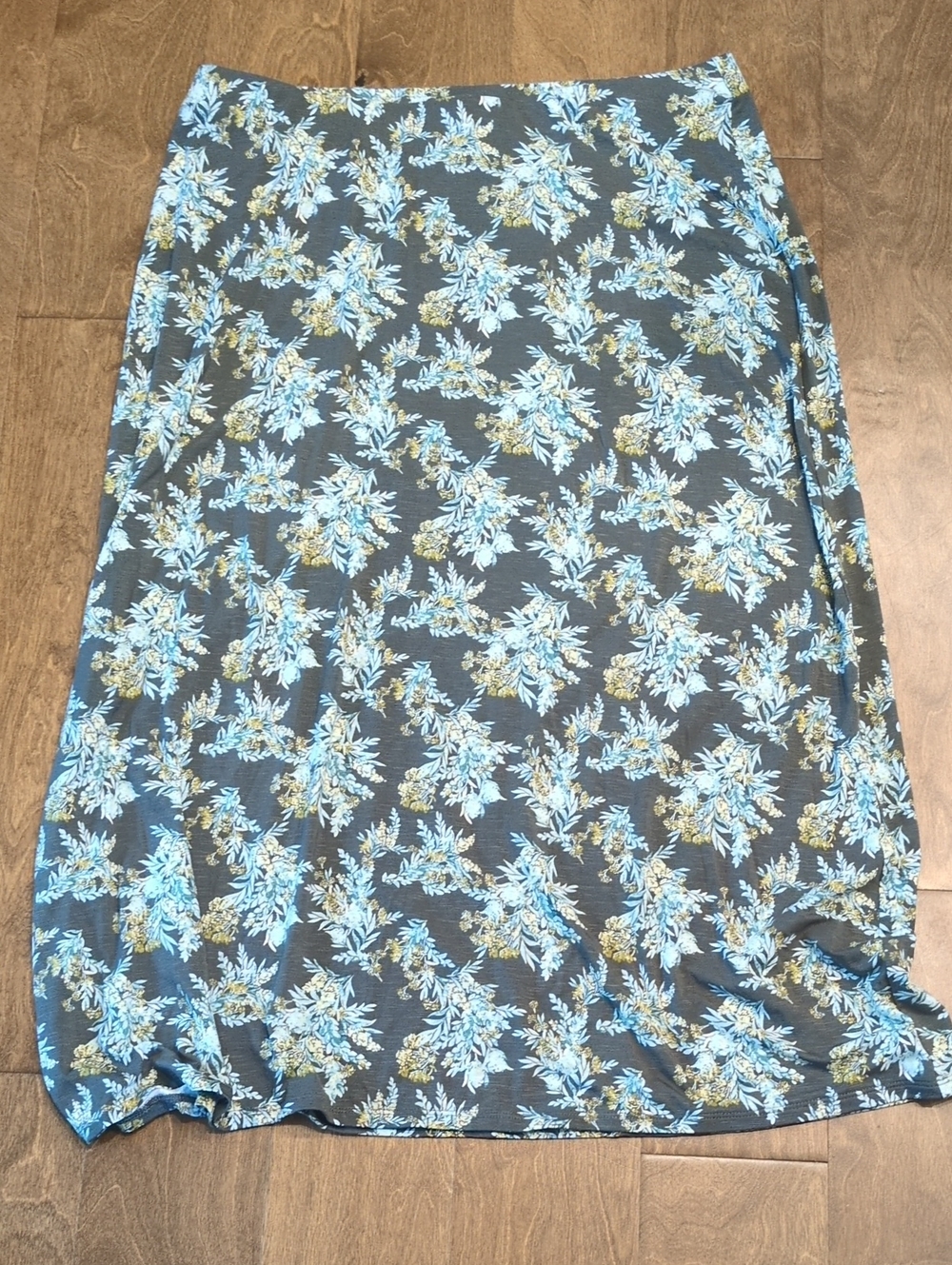 J. Jill Blue and Green Floral Pull On Skirt, New With Tags Size 1X